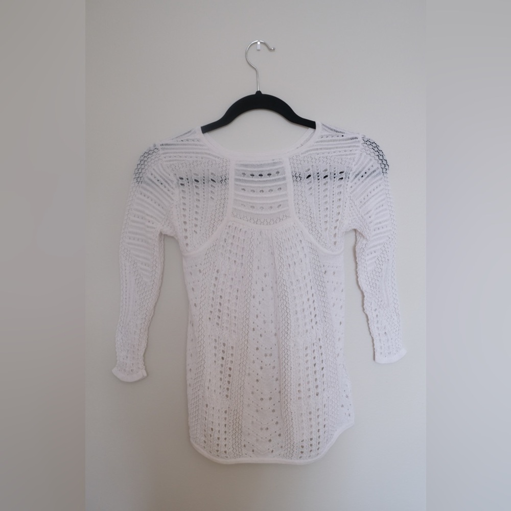 BCBG white long sleeve top